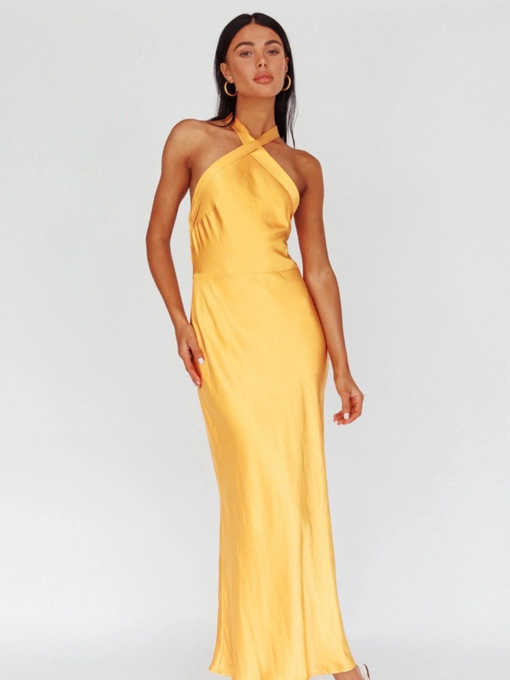 Italia Azure Crossover Halterneck Maxi Dress